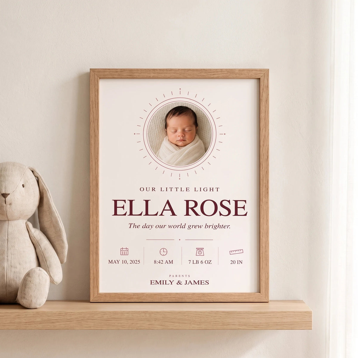 Personalized Baby Birth Details Print — Our Little Light