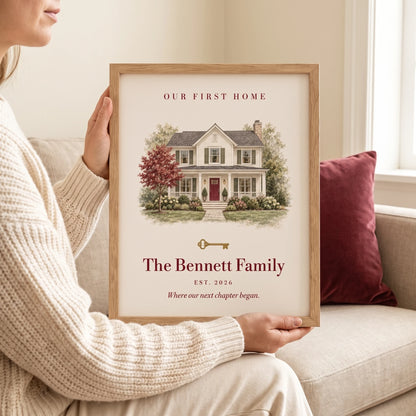 Personalized House Portrait Print — Our First Home