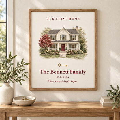 Personalized House Portrait Print — Our First Home