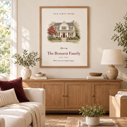 Personalized House Portrait Print — Our First Home