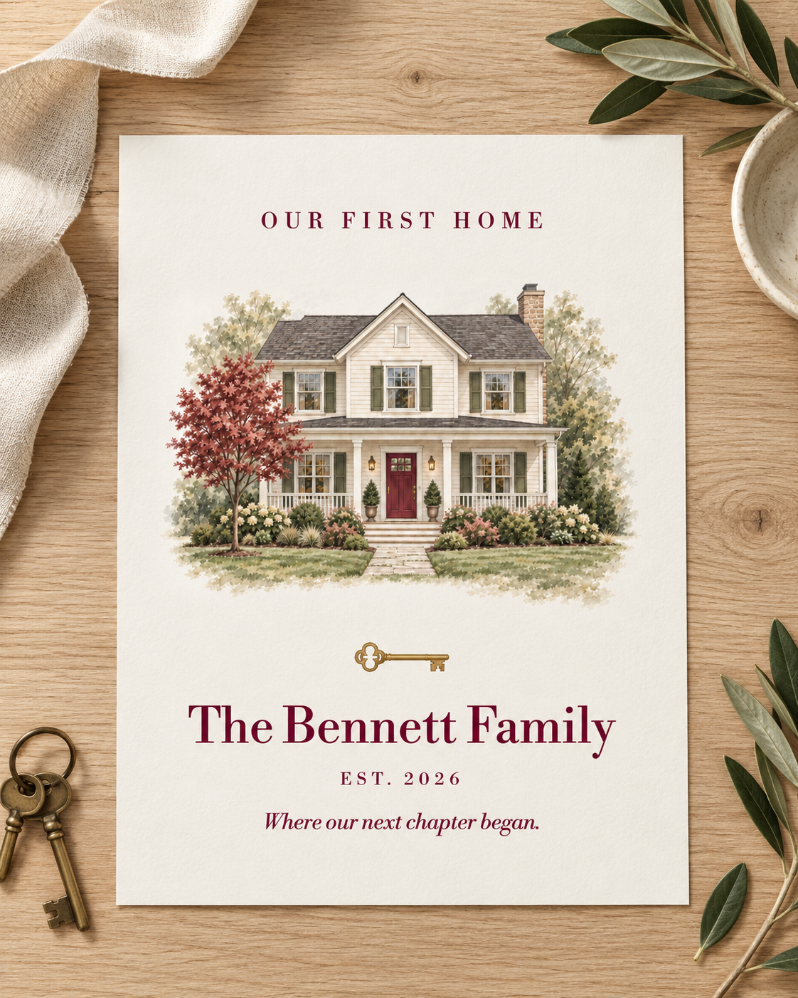 Personalized House Portrait Print — Our First Home