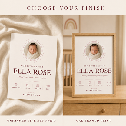 Personalized Baby Birth Details Print — Our Little Light