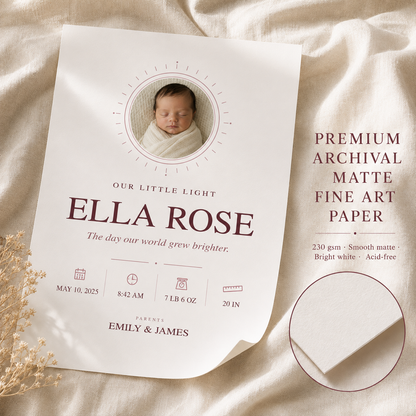 Personalized Baby Birth Details Print — Our Little Light