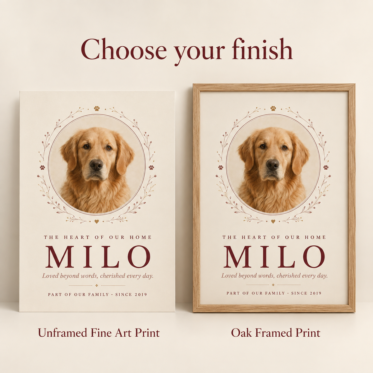 Personalized Pet Portrait Print — The Heart of Our Home