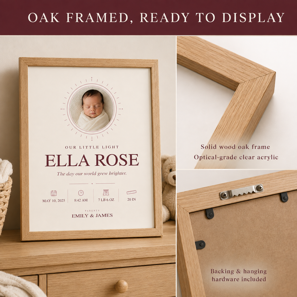 Personalized Baby Birth Details Print — Our Little Light