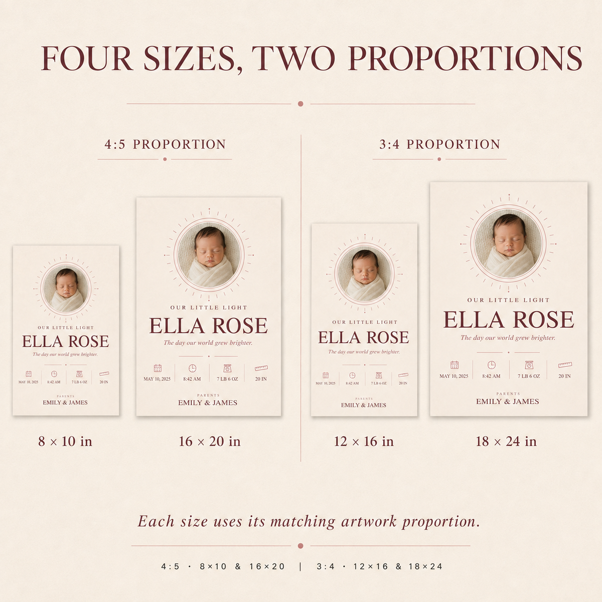 Personalized Baby Birth Details Print — Our Little Light