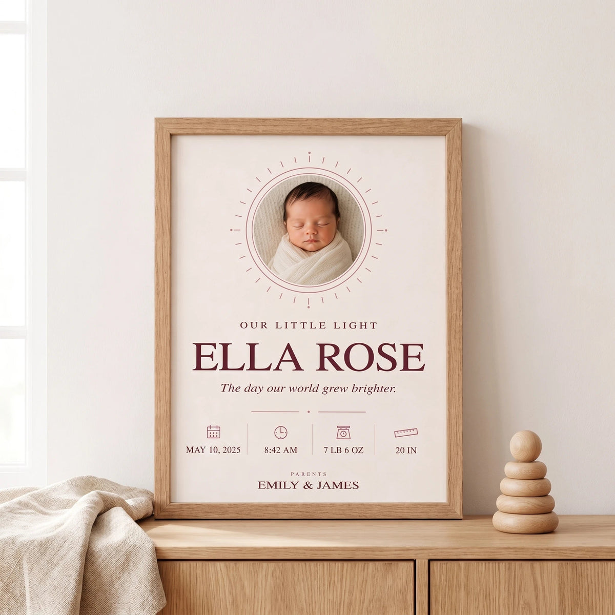 Personalized Baby Birth Details Print — Our Little Light